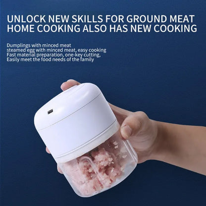 Portable Electric Garlic Masher & Multi-Function Chopper - USB Rechargeable Mini Kitchen Helper for Meat and Vegetables