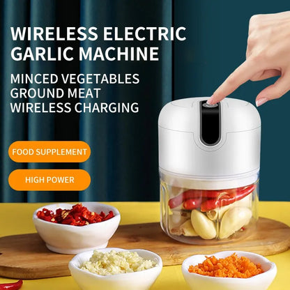 Portable Electric Garlic Masher & Multi-Function Chopper - USB Rechargeable Mini Kitchen Helper for Meat and Vegetables