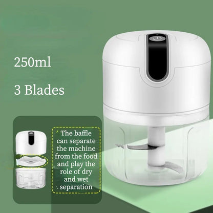 Portable Electric Garlic Masher & Multi-Function Chopper - USB Rechargeable Mini Kitchen Helper for Meat and Vegetables