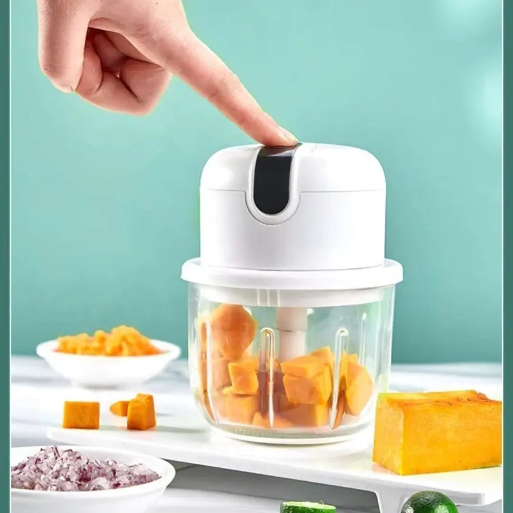 Portable Electric Garlic Masher & Multi-Function Chopper - USB Rechargeable Mini Kitchen Helper for Meat and Vegetables