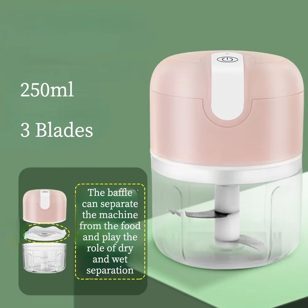 Portable Electric Garlic Masher & Multi-Function Chopper - USB Rechargeable Mini Kitchen Helper for Meat and Vegetables